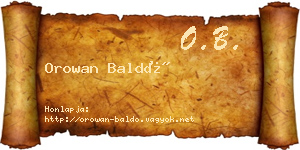 Orowan Baldó névjegykártya